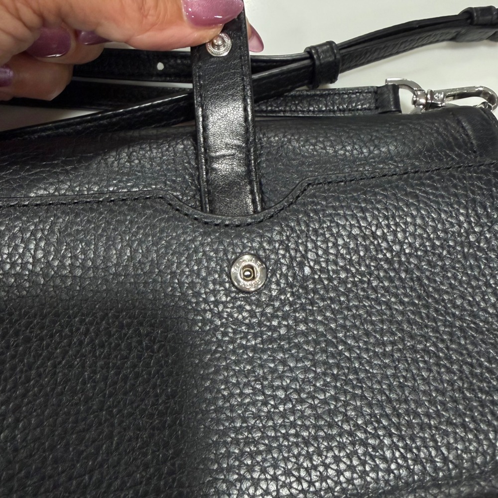 Michael Kors Black Pebbled Leather Crossbody Wallet bag Silver Hardware - Picture 9 of 11